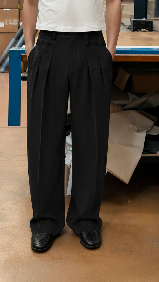 Modular Pleated_Trouser | Pure black