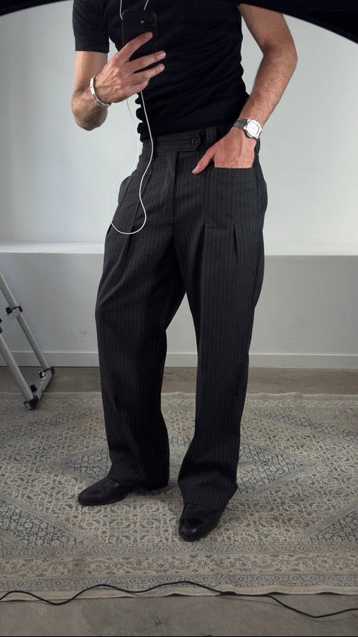 Modular Pleated_Trouser | Grey Pinstripe