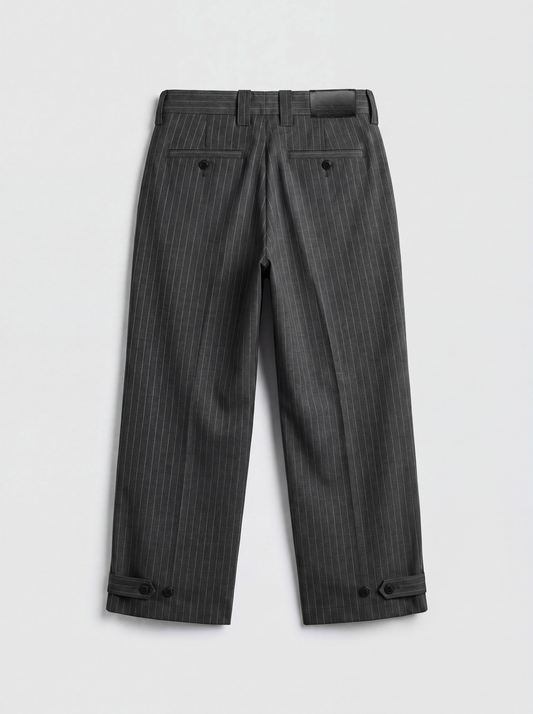 Modular Pleated_Trouser | Grey Pinstripe