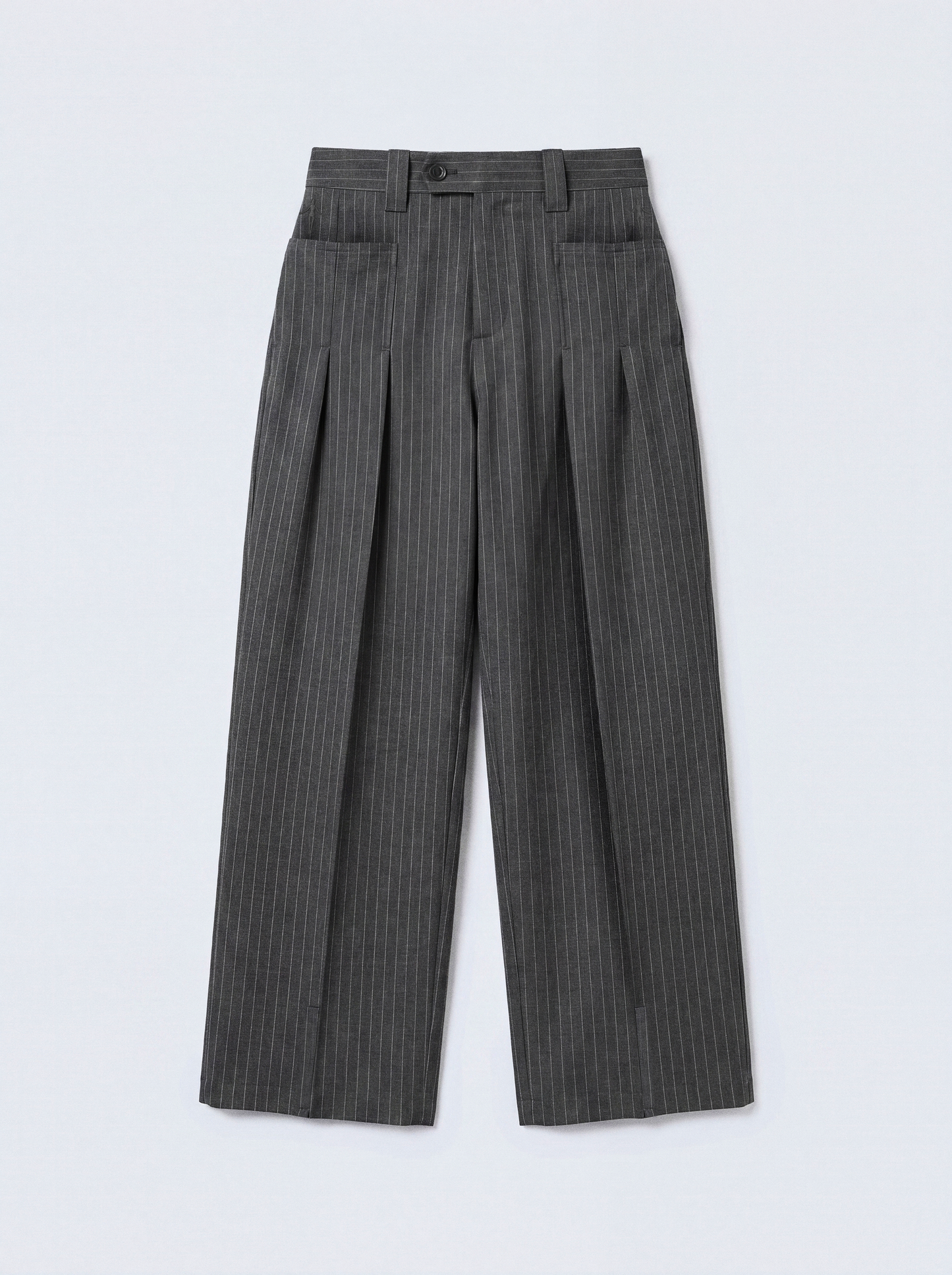 Modular Pleated_Trouser | Grey Pinstripe