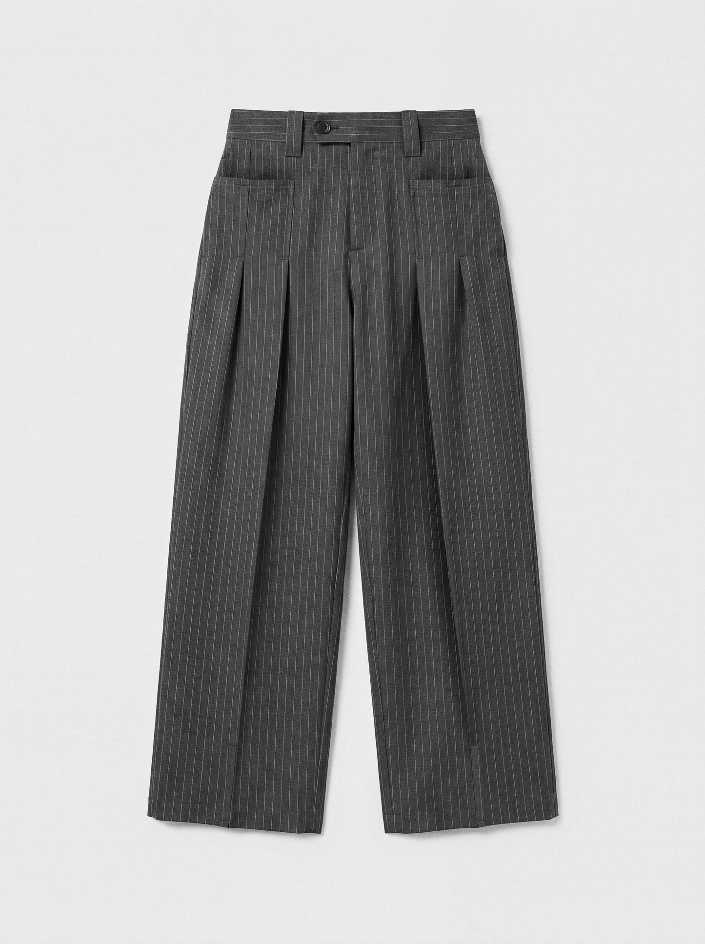 Modular Pleated_Trouser | Grey Pinstripe