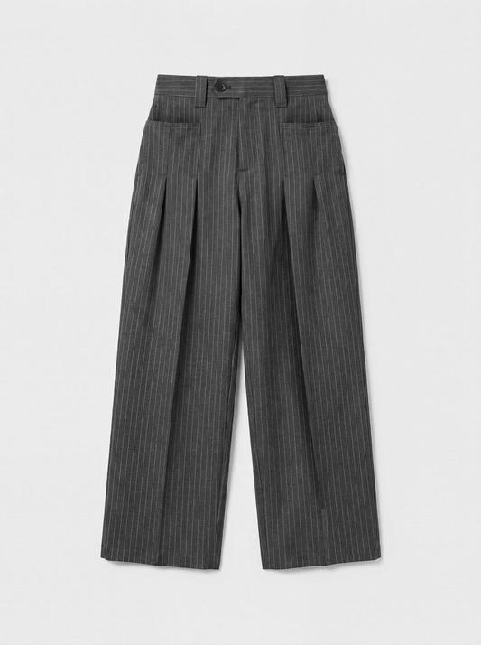 Modular Pleated_Trouser | Grey Pinstripe